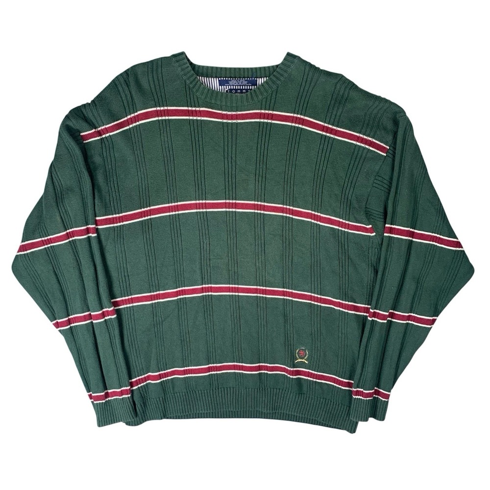 Vintage Tommy Hilfiger Sweater Mens XL Embroidered Logo Heavy Knit Pullover